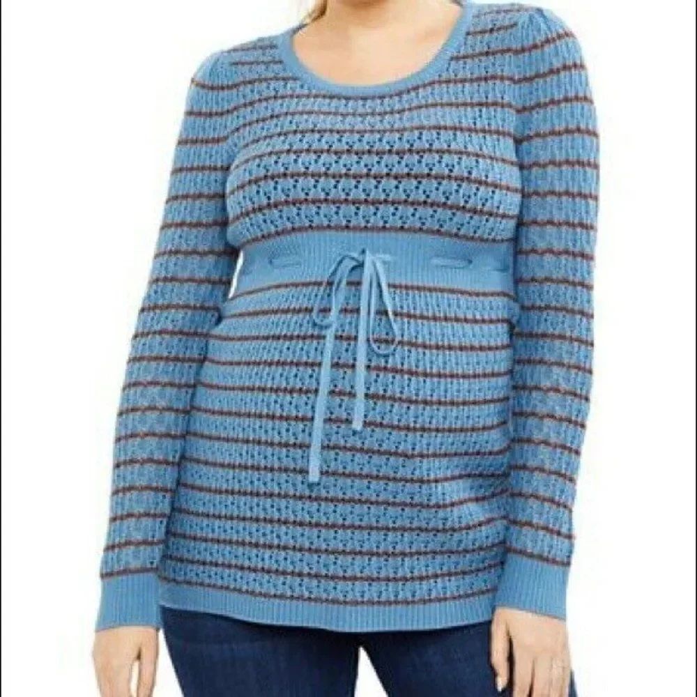 Motherhood Maternity Blue Open Knit Sweater NWT